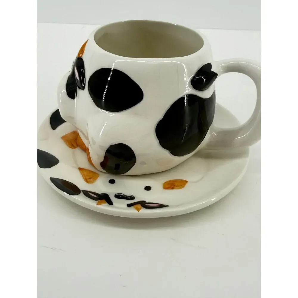 Cookies And Milk Cow Mug Plate Set Farmhouse Kids Snack Set Country Kitchen